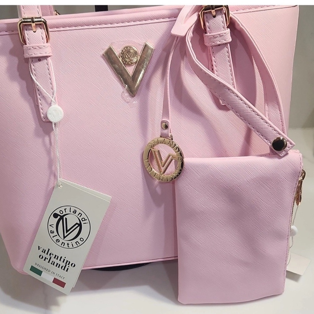 Valentino Light Pink Tote Bag with Pouch 2 piece set NWT!! Retail$200 - Picture 2 of 7